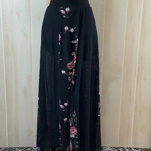 Black floral maxi skirt